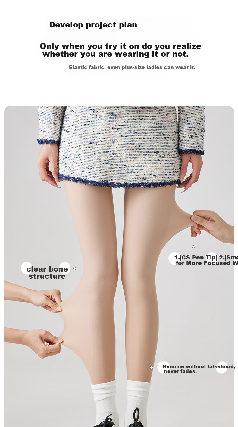 BONAS 26 New Style Leggings Socks for Women, Thick Silk Stockings, Two Pairs, Bare-Leg Effect, 200D Medium-Thick Velvet, Black And Nude Pantyhose 9