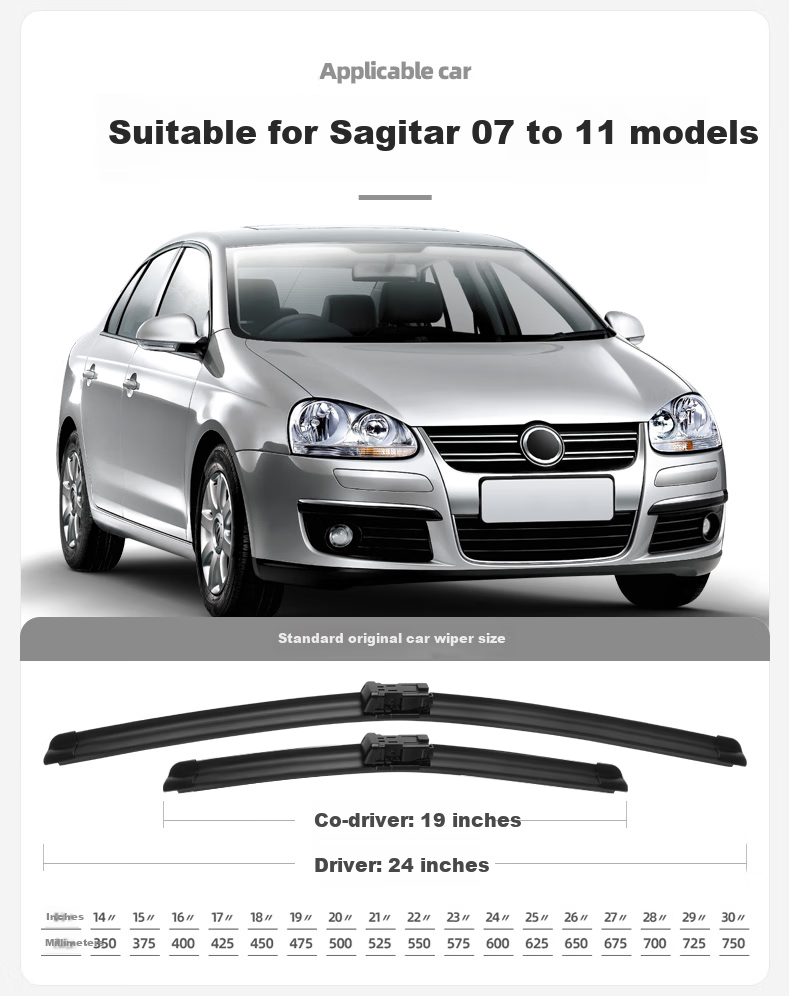 Deyun FAW-Volkswagen Sagitar Windshield Wipers for 2019-2026 Models, Specialized Boneless Wiper Blades with A-Grade Rubber Strips, Car Accessories, Original Factory Equipment 4