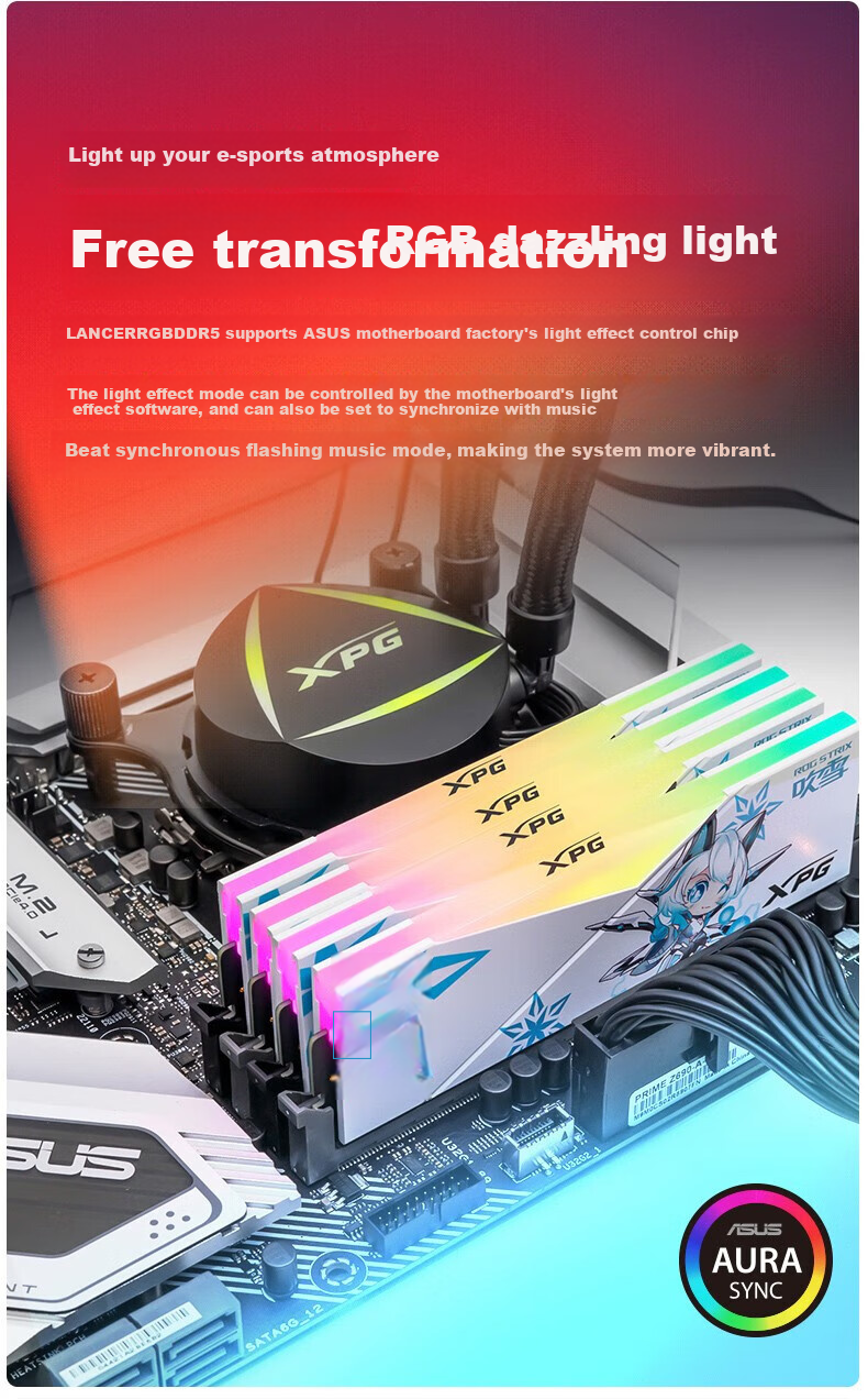 ADATA 32GB (16GB X 2) Kit, DDR5 6000 Desktop Memory Module, Hynix A-Die Chips, XPG Longyao D500G (White), CL26 3