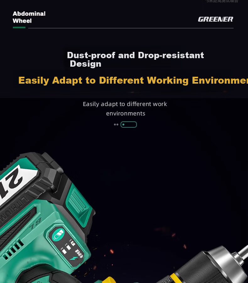 GREENER 21V Brushless Steel Cannon Lithium Drill, 55N.M Electric Drill, Rechargeable, Multi-Functional [Includes 27 Drill Bits] 35