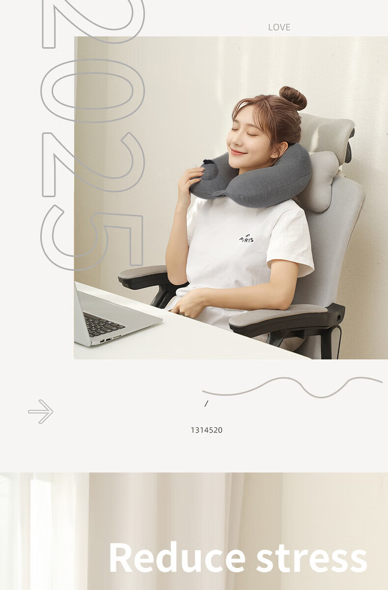 JAJALIN Inflatable U-Shaped Travel Neck Pillow Portable Sleep Aid for Long Trips Pressurized Cervical Support Pillow 5