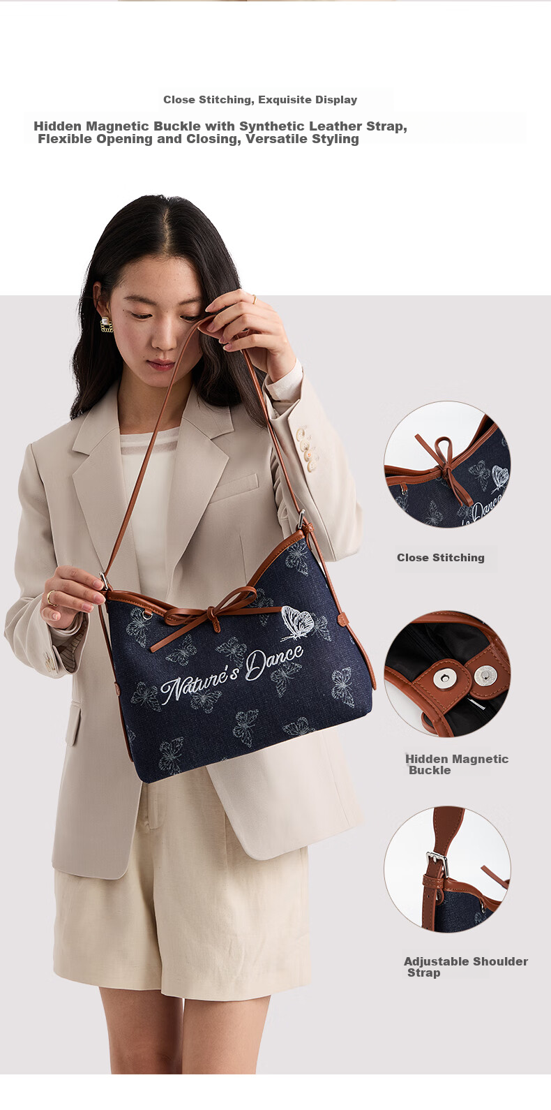 Dayingbowuguan Butterfly Handbag, Vintage Shoulder Bag, Light Luxury Tote Crossbody Bag, Birthday Gift for Wome 4