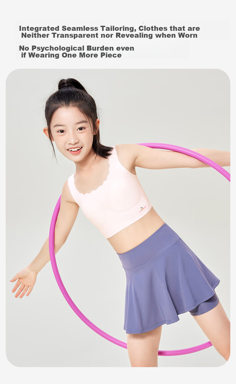 Jiusuiban Plant Cotton Children's Underwear, Girls' Class A Invisible Thin Bra, for Ages 11-13, Puberty Girls' Mid-Length Vest 8