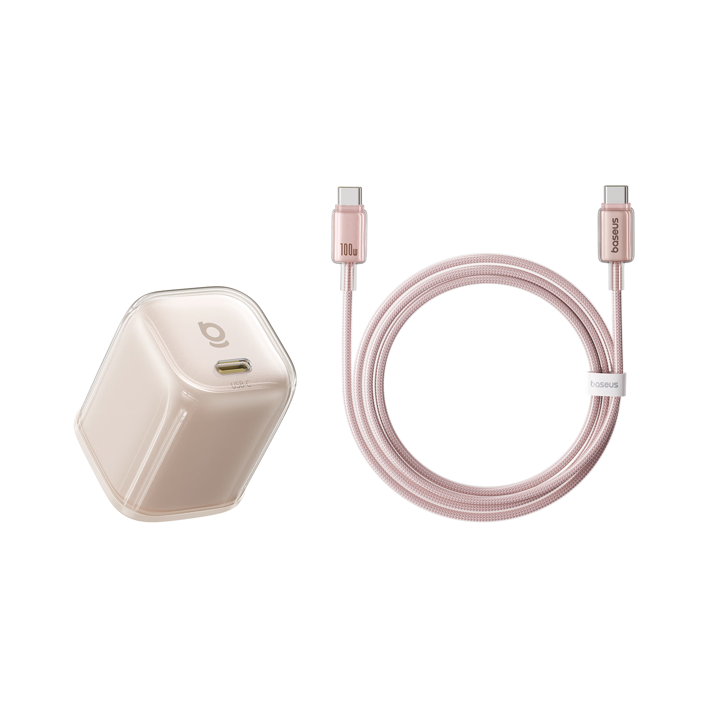 Baseus Tongxin Pro Apple 17 Charger, PD 45W Compatible with 40W GaN Fast Charging Head, for IPhone 17/16/15 Pro Max/Air, Phone And IPad Set, Coffee Pink
