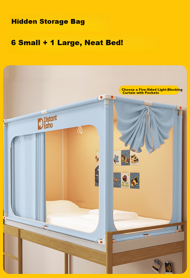 Mengduofu Student Dormitory Bed Curtain, Bunk Bed Full Blackout, No Installation Required, Integrated Mosquito Net, Fully Enclosed Mosquito Net, Dormitory Window Curtai 18