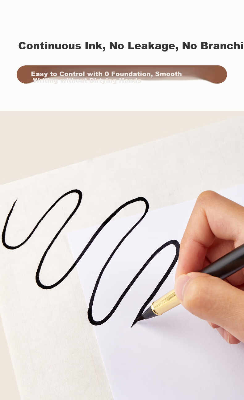 Liupintang Fountain Pen-Style Brush Pen for Calligraphy Practice, Small Regular Script, Refillable Ink, for Adults And Beginners, Portable Soft-Tip Wolf Hair Brush Pen for Copying Buddhist Sutras [16 Free Ink Cartridges Included] 3