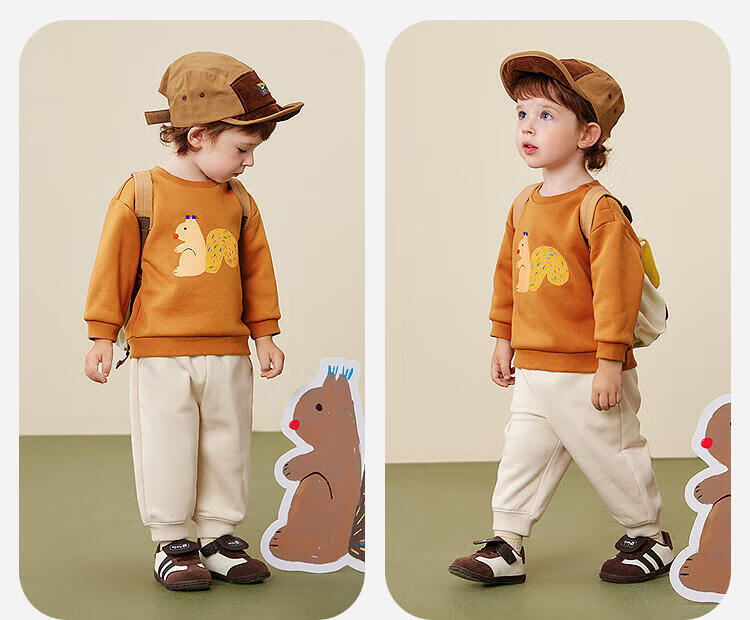 Minibala Baby Boys and Girls Sweatshirt 2025 Winter Far-Infrared Heating Fleece-Lined Warm Top 9