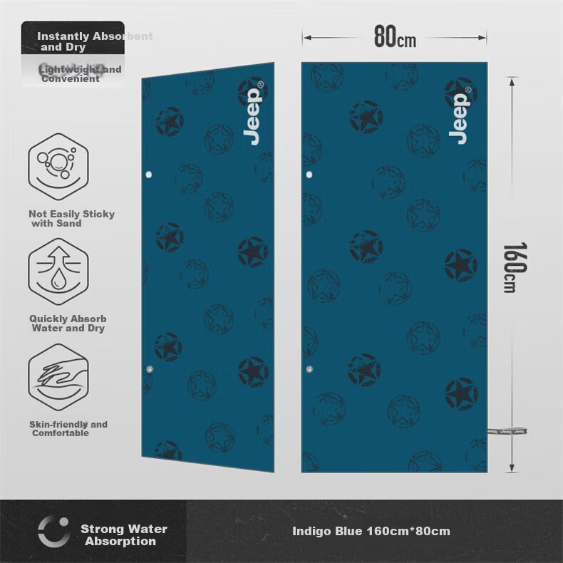 Jeep Swimming Towel for Women, Portable Fitness Sports Special Children Quick-Drying Bath Towel Absorbent Hot Spring Beach Towel Navy Blue 24