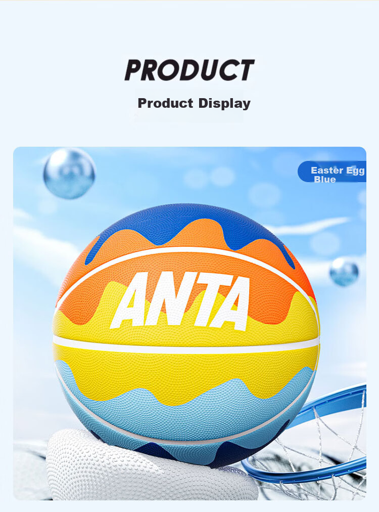 ANTA Basketball for Kids Size 5, Preschool And Elementary School Students, Youth Indoor And Outdoor Wear-Resistant Rubber Size 7 Basketball, Colorful Blue Size 7 9