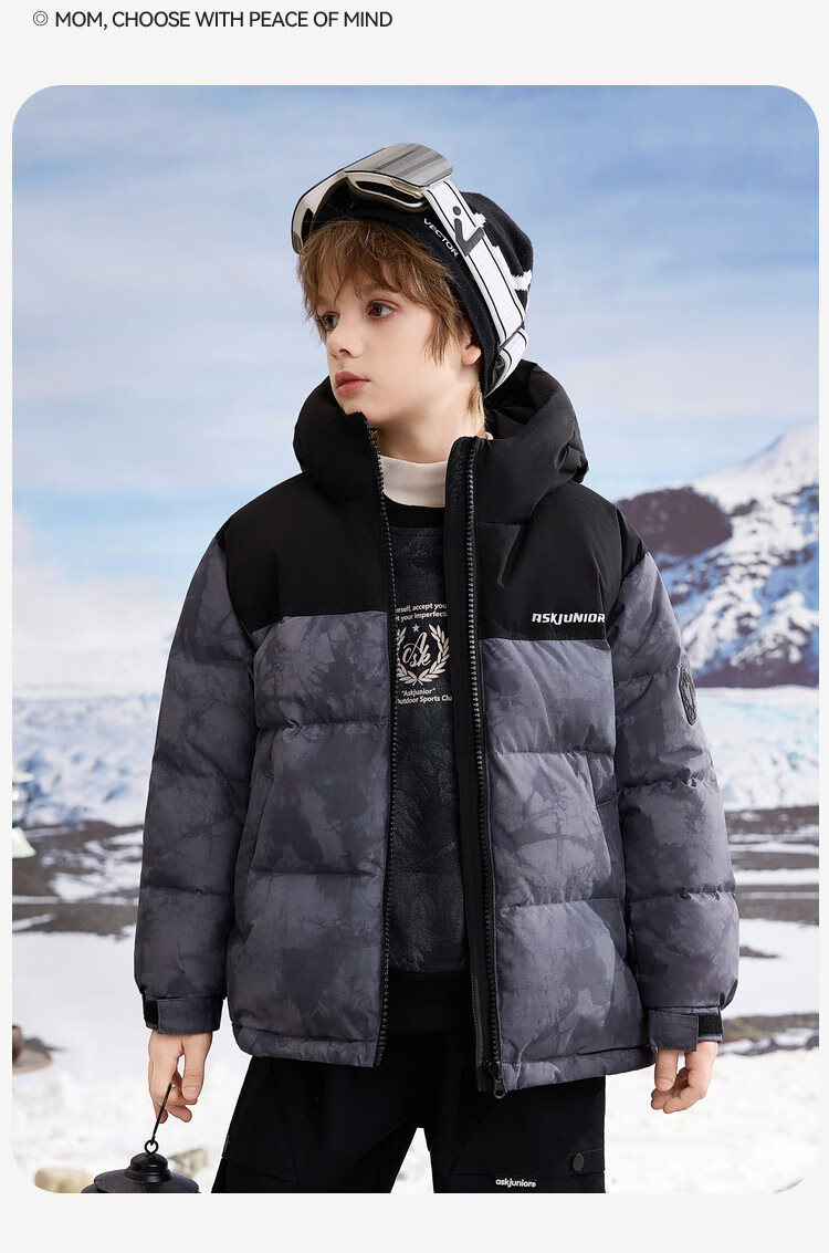 ASK JUNIOR [Canada Duck Down] Children's Winter Down Jacket, Warm 7A Antibacterial Filling, Boys' National Style New Year Coat 20
