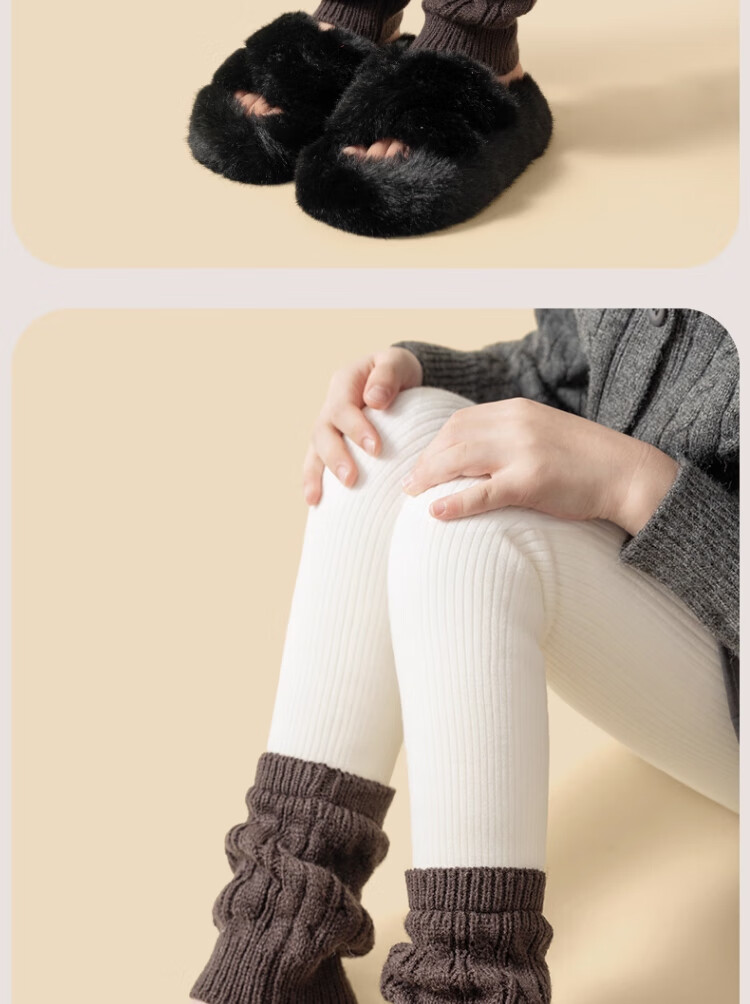 LangSha Girls' Fleece-Lined Thickened Autumn Winter Stacked Socks Tights Children's Winter Base Pants Baby Outdoor Long Pants 3