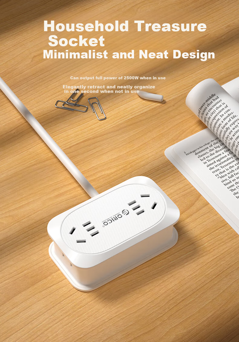 ORICO Power Strip, Travel Adapter, Multi-Functional Mini Power Board, for Business Trips And Home Use, with Storage, Total Length 1.36 Meters 12