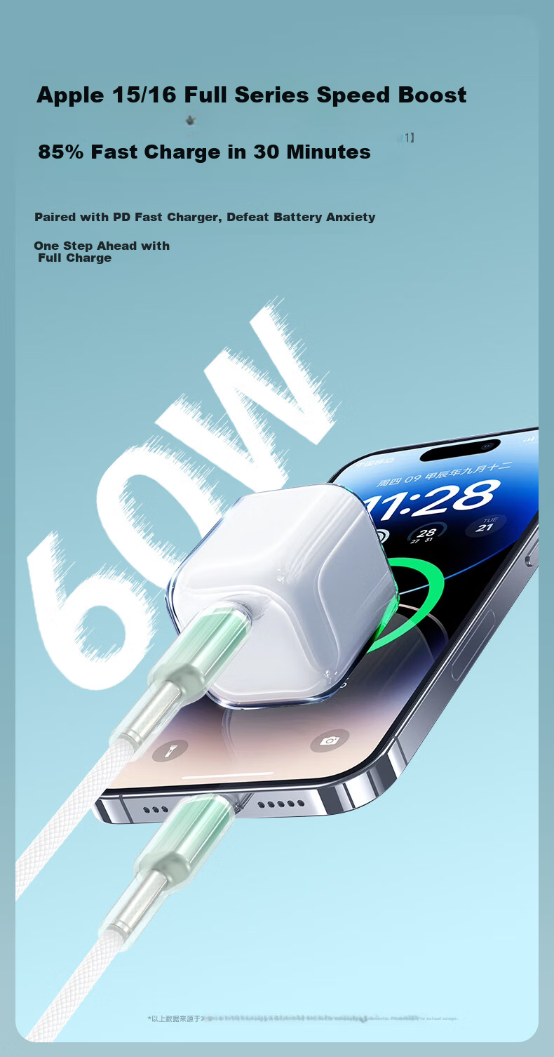 KOVOL [Two-Pack] Compatible with Apple 18 Charging Cable, Data Cable, Type-C Dual-Head PD60W Super Fast Charging Ctoc Car Charger Suitable for IPhone15/16/17promax 8