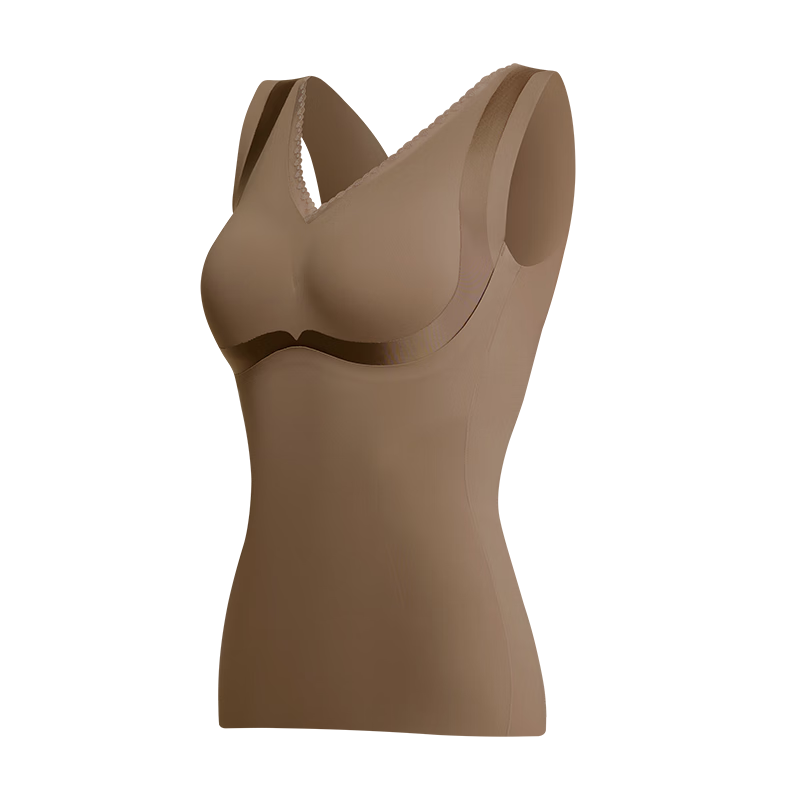 GRACEWELL Thermal Shaping Fleece-Lined Vest Bra-Free Seamless Back Beauty Underwear Oatmeal 3X