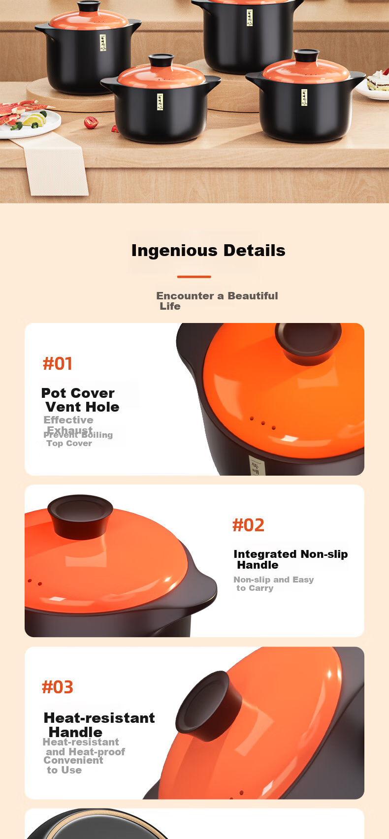 Chunuo Ceramic Casserole Pot for Soup, Medicinal Decoction, Porridge Cooking, Stewing, Home Use, Gas Stove Compatible, 7L Capacity 7