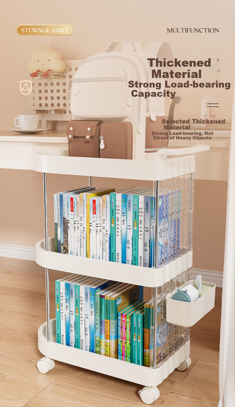 Anerya Movable Desk Organizer, Under-Desk Storage Rack, Small Cart for Students' Books And Bags, Office Bag Storage Shelf 9