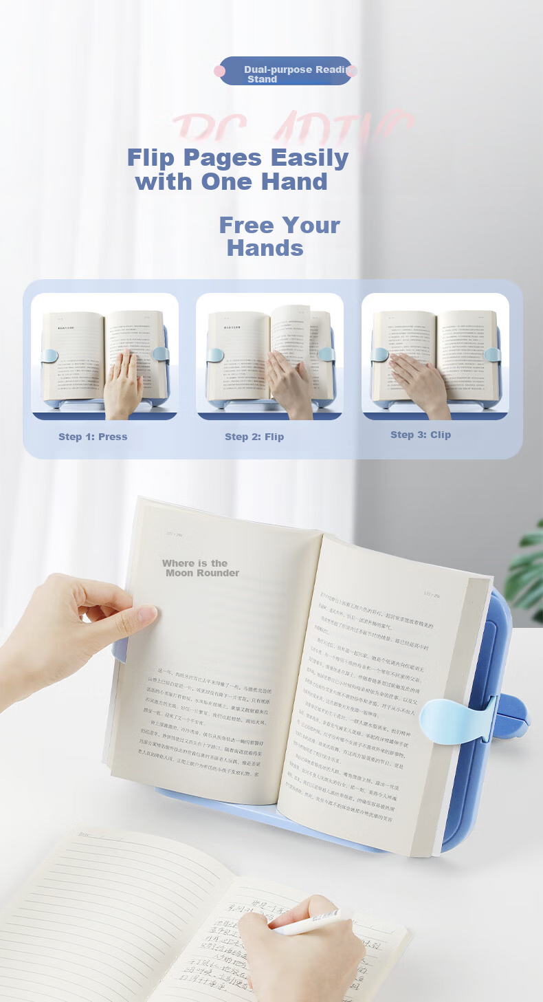 Maotaizi Double-Layer Reading Stand, Children's Book Holder, Multifunctional Reading Stand, Writing Board, Posture Corrector, Adjustable Reading Rack, Book Fixer 6