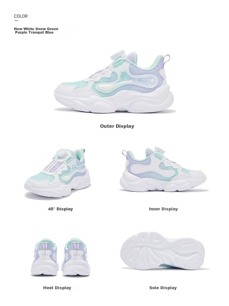XTEP Kids Toddler Star Casual Shoes Lightweight Cushioning Girls Rotating Buckle Sports Shoes Water Pink/Microwave Blue Size 31 18