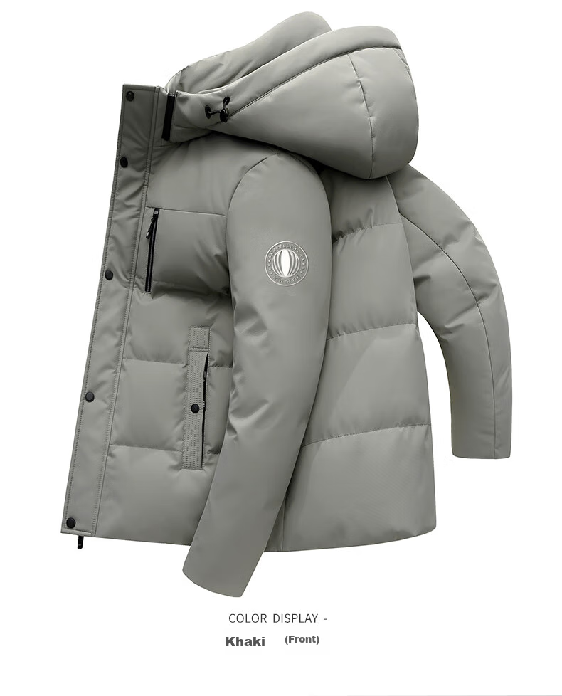 SNOWFLYING Men's Short down Jacket with Detachable Hood, Thickened Warm Casual Business Autumn And Winter Coat, Men's Clothing Size 170 9