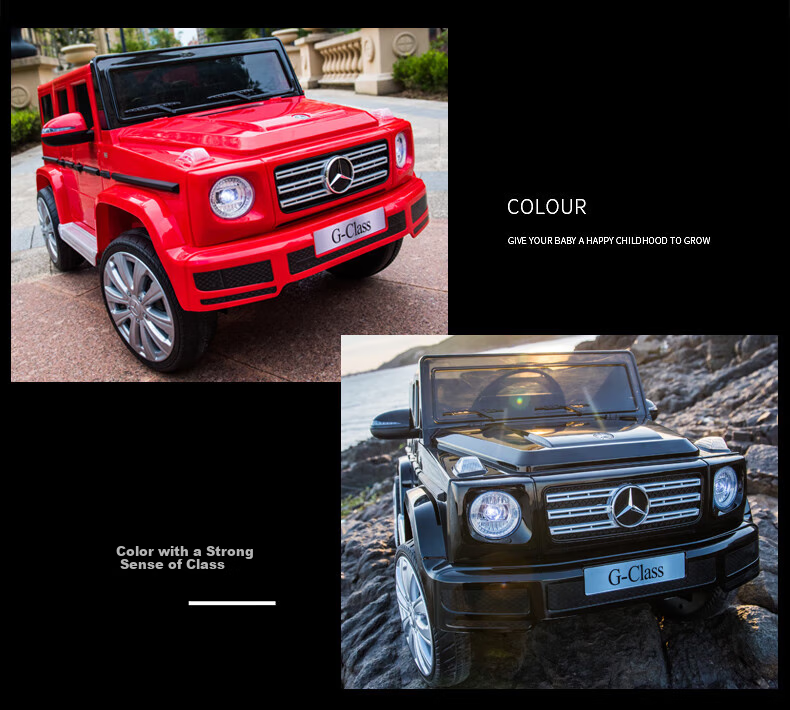 BeRica Mercedes-Benz Authorized G500 Dual-Drive Soft Wheel Children's Electric Ride-On Toy Car with Remote Control, Four-Wheel Drive, And Seat Function, Gift 8