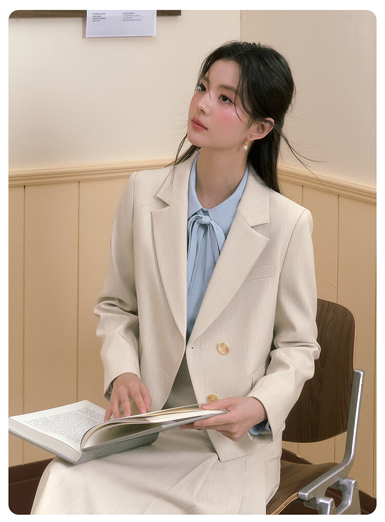 Miss Bird Lightweight Office Commuter Suit Set for Women Petite Short Blazer Professional Interview Formal Wear 9