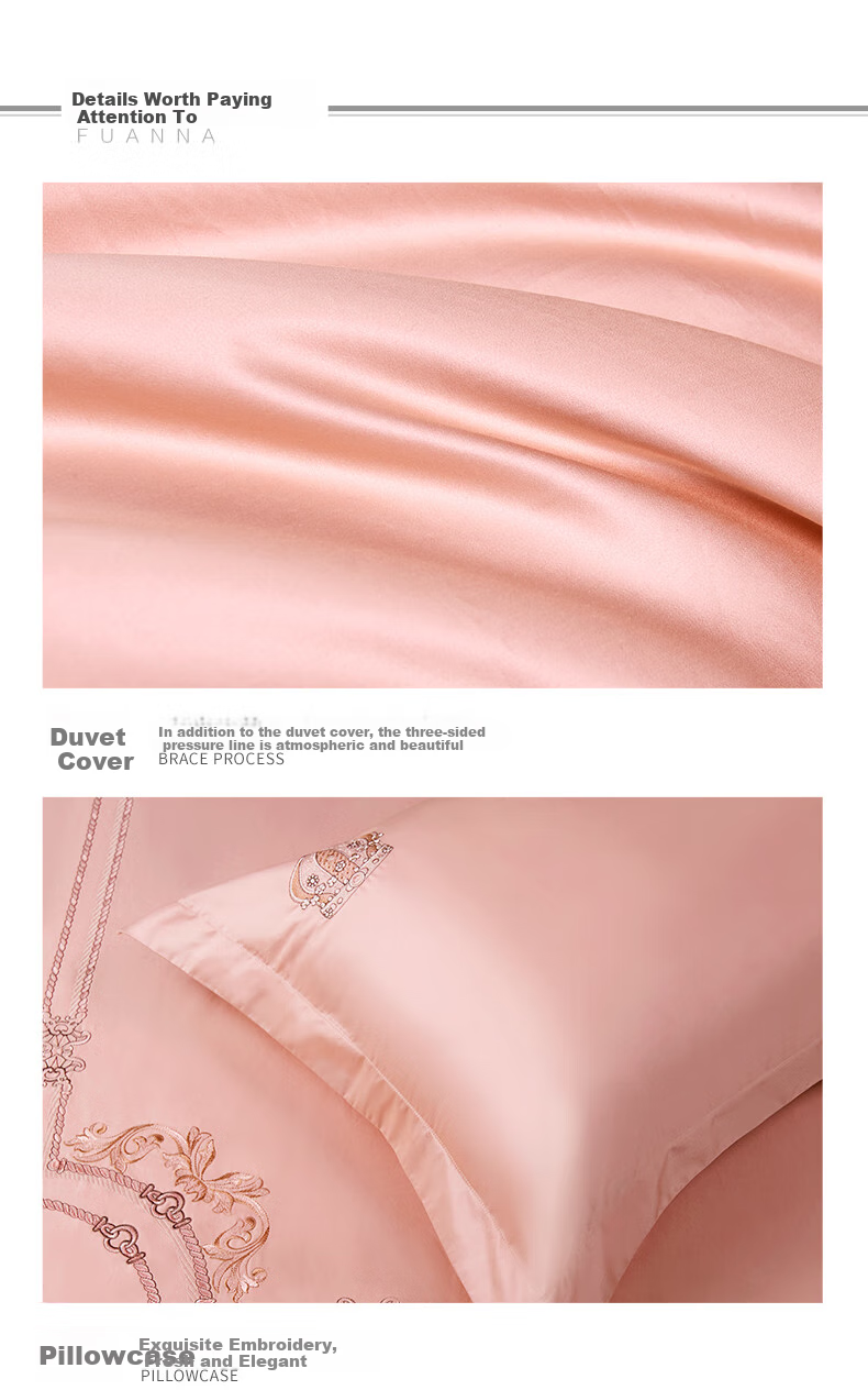 FUANNA High-Quality Bedding Set of Four Pieces, 120s Double-Ply Long-Staple Cotton, Class A Sateen Bed Sheet Set, 230*229cm, Holy 12