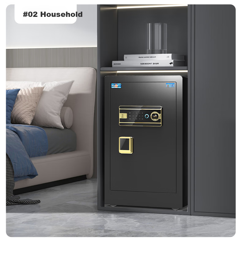 Hupai Home Safe, Small Fingerprint Password Office Financial Security Box, All-Steel Anti-Theft Wall-Mountable Confidential Storage Cabinet, Borui Series, 60cm, Piano Black 16