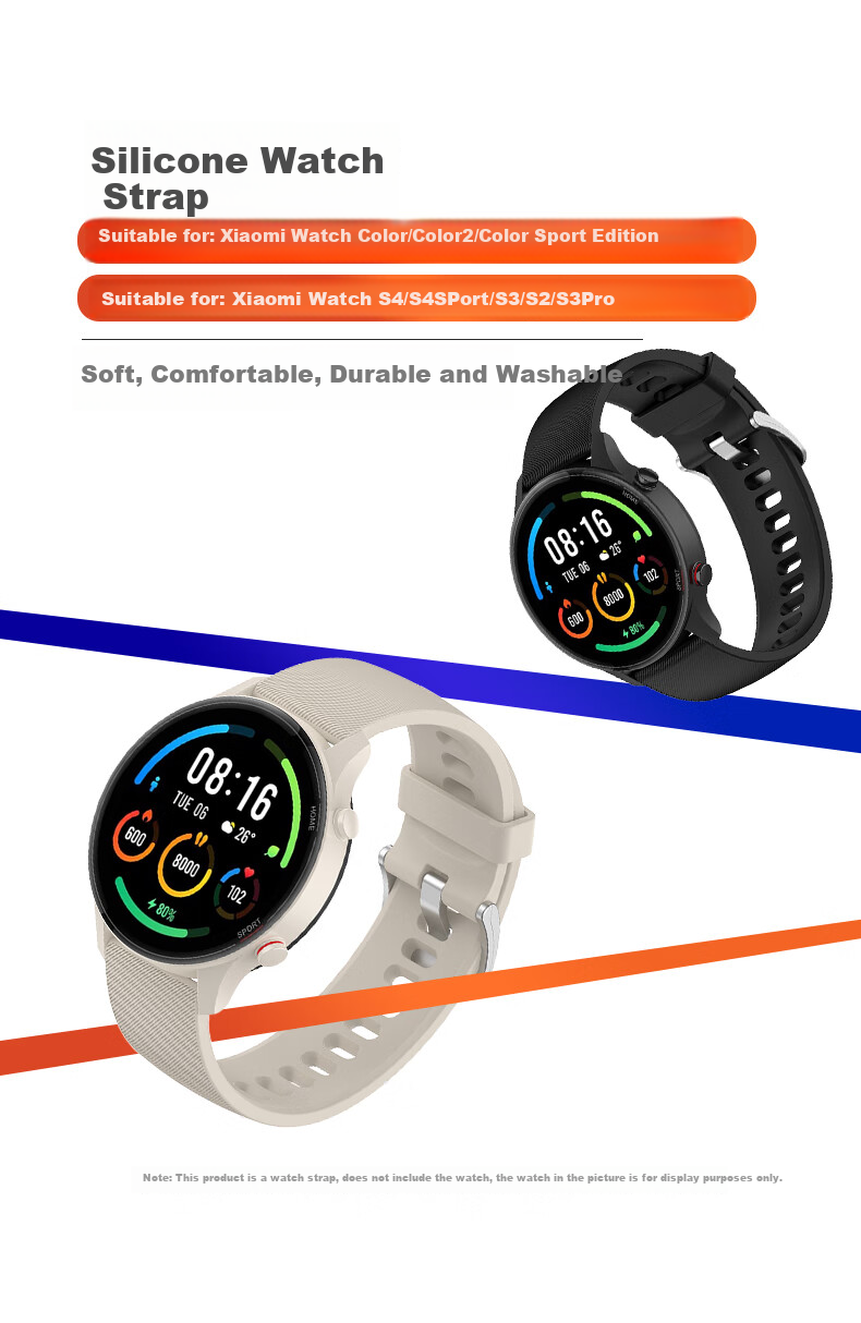 KMaxAI Magnetic Silicone Watch Strap Compatible with Xiaomi S4, S4 Sport, S3/S2/S1 Pro, Fresh Style Watch Band Color Sports Version Creative Replacement Wristband, Black 1