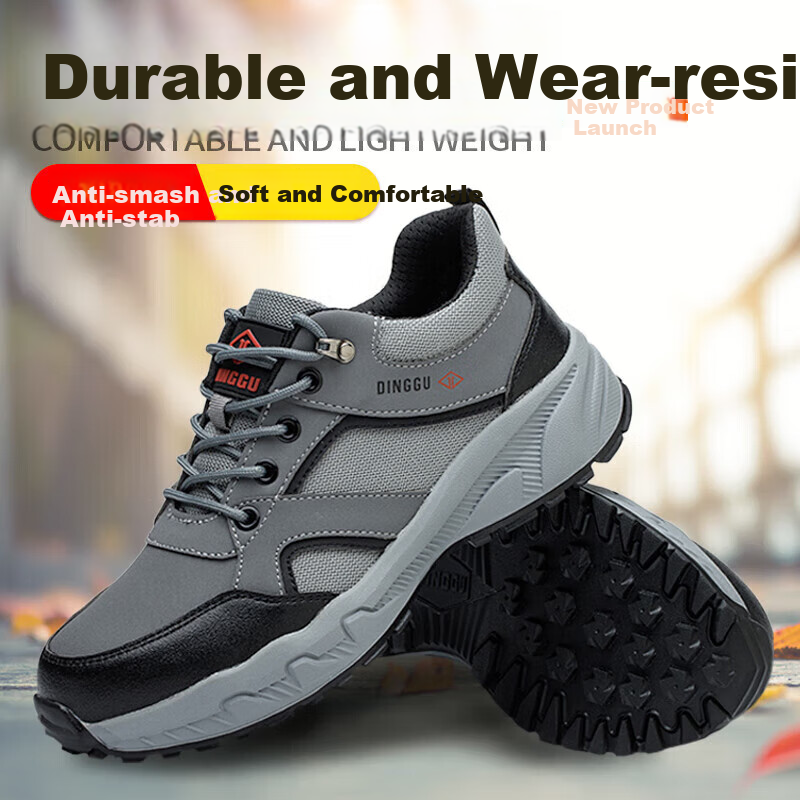 Dinggu Safety Shoes for Men, Steel Toe Cap, Puncture-Resistant, Lightweight, Comfortable, Non-Slip, for Construction Sites, 852hui38