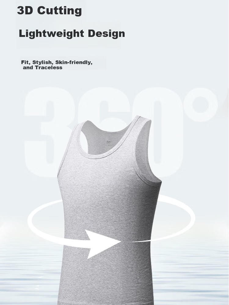 MiiOW 10A Antibacterial Men's Tank Top, Pure Cotton, New Style for 2026, Large Size, Loose-Fitting Sleeveless T-Shirt, Vest, Hurdle Tank Top for Me 8