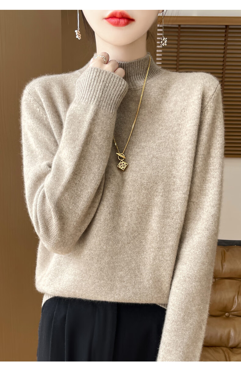 Miiow Women's Half Turtleneck Knit Sweater Autumn Winter Loose Base Layer Stylish Top 2025 New 6