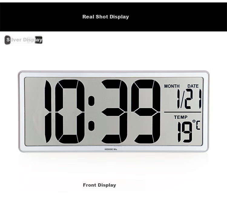 Hense Creative Electronic Clock Perpetual Calendar Large Screen Wall Clock, Table Clock, LCD Display Alarm Clock, Living Room Floor Clock HA88 Gold 36cm Back-To Seaso 6