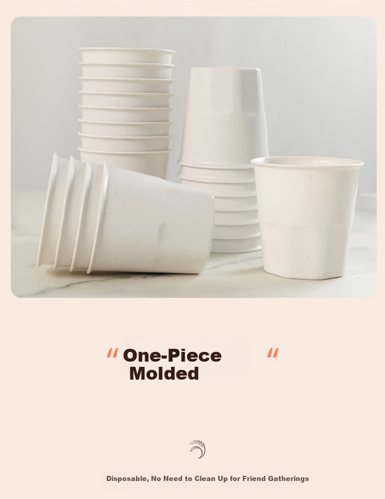 Jiamo Disposable Cups, 170ml*40 Pieces, Eco-Friendly Rice Husk Cups, Disposable Tableware for Picnics And Camping, Thickened Cups 3