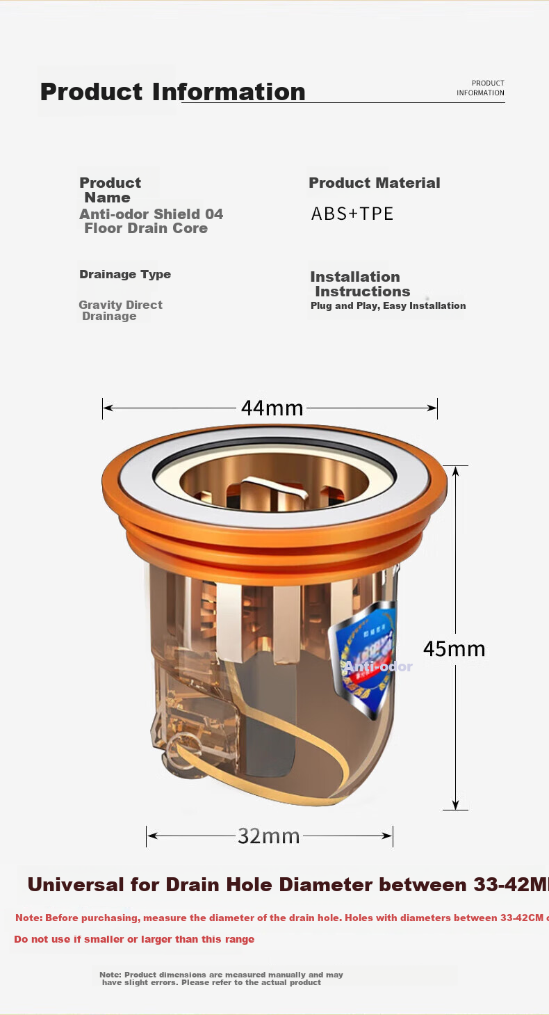 Jiashigao Washing Machine Drain Pipe Connector, Anti-Overflow Floor Drainage Pipe, Sealed Floor Drain Cover 4