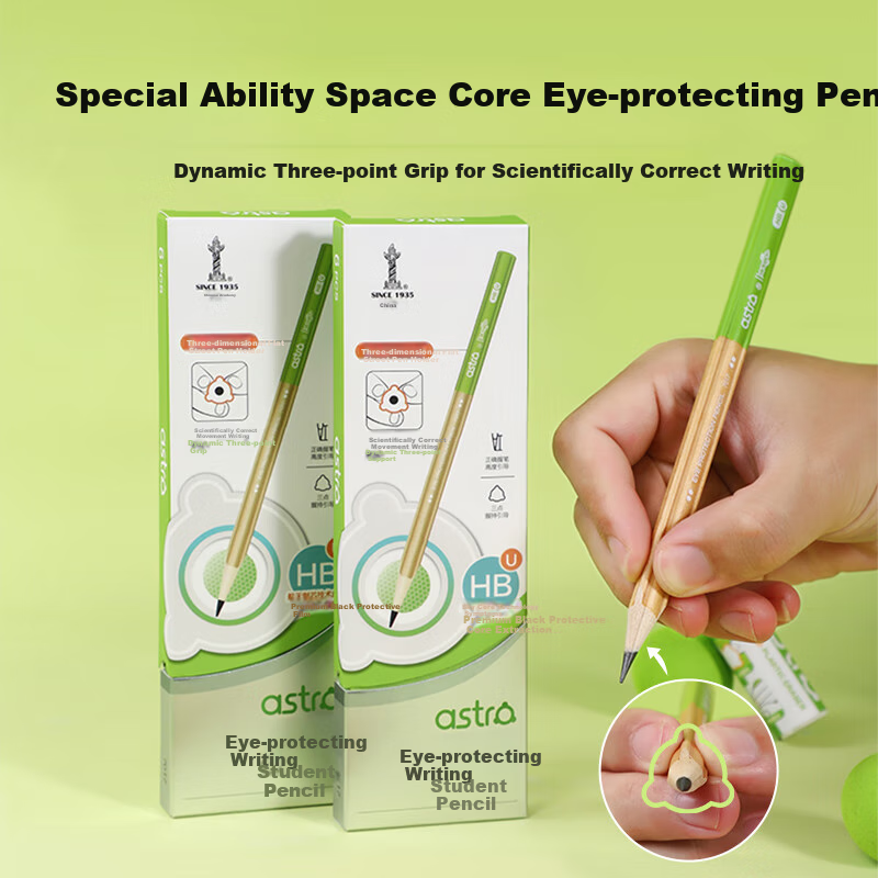 Набор карандашей Zhonghua [Хит продаж] для защиты глаз, серия "Маленькая планета", 6 шт., сбалансированный грифель, треугольная форма для удобного захвата, для начальной школы, TB0039