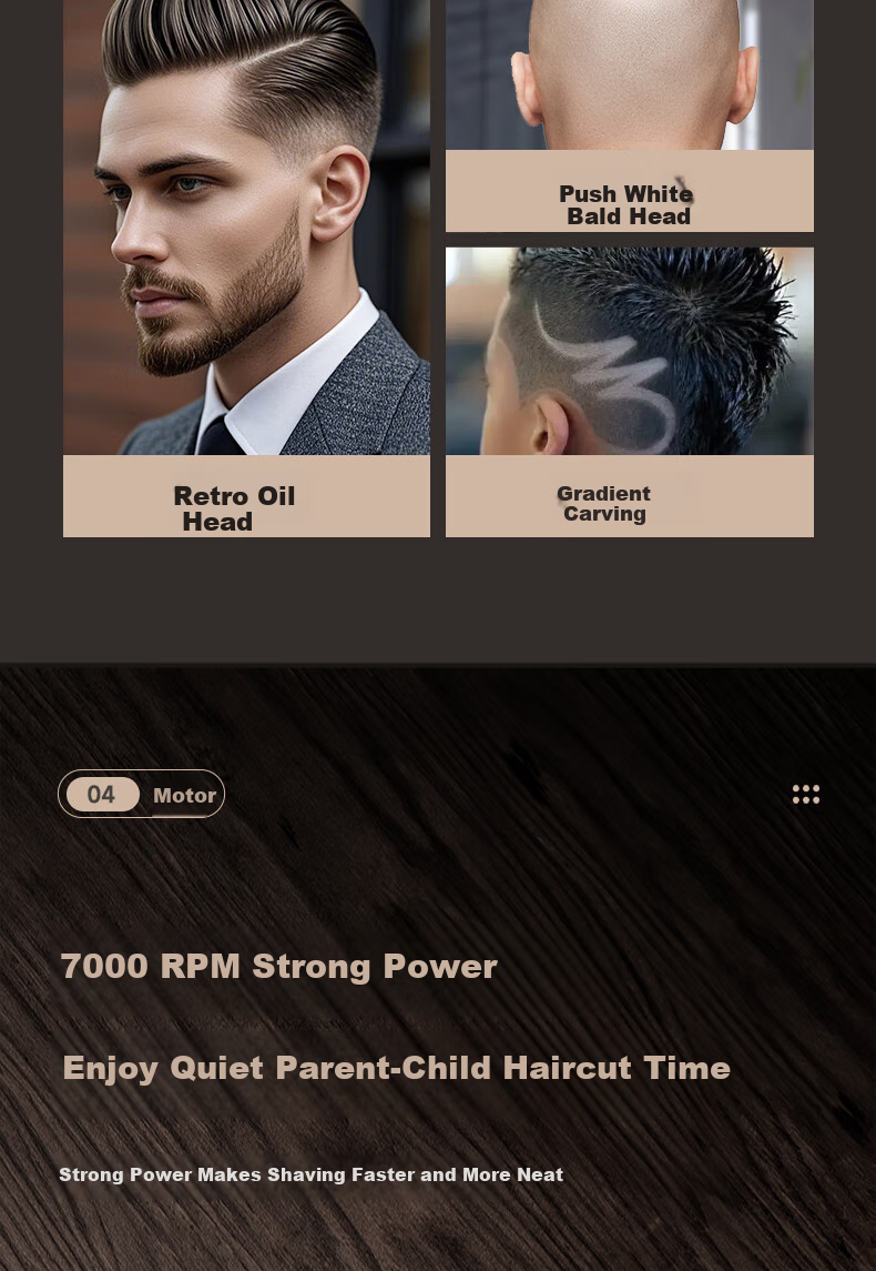 AUX Electric Hair Clipper for Men, High-Power Self-Service Shaver, Carving Tool for Home Use, Suitable for Adults, Children And Babies, Hair Cutting Device, Self-Haircutting Gadget, Electric Trimmer 13