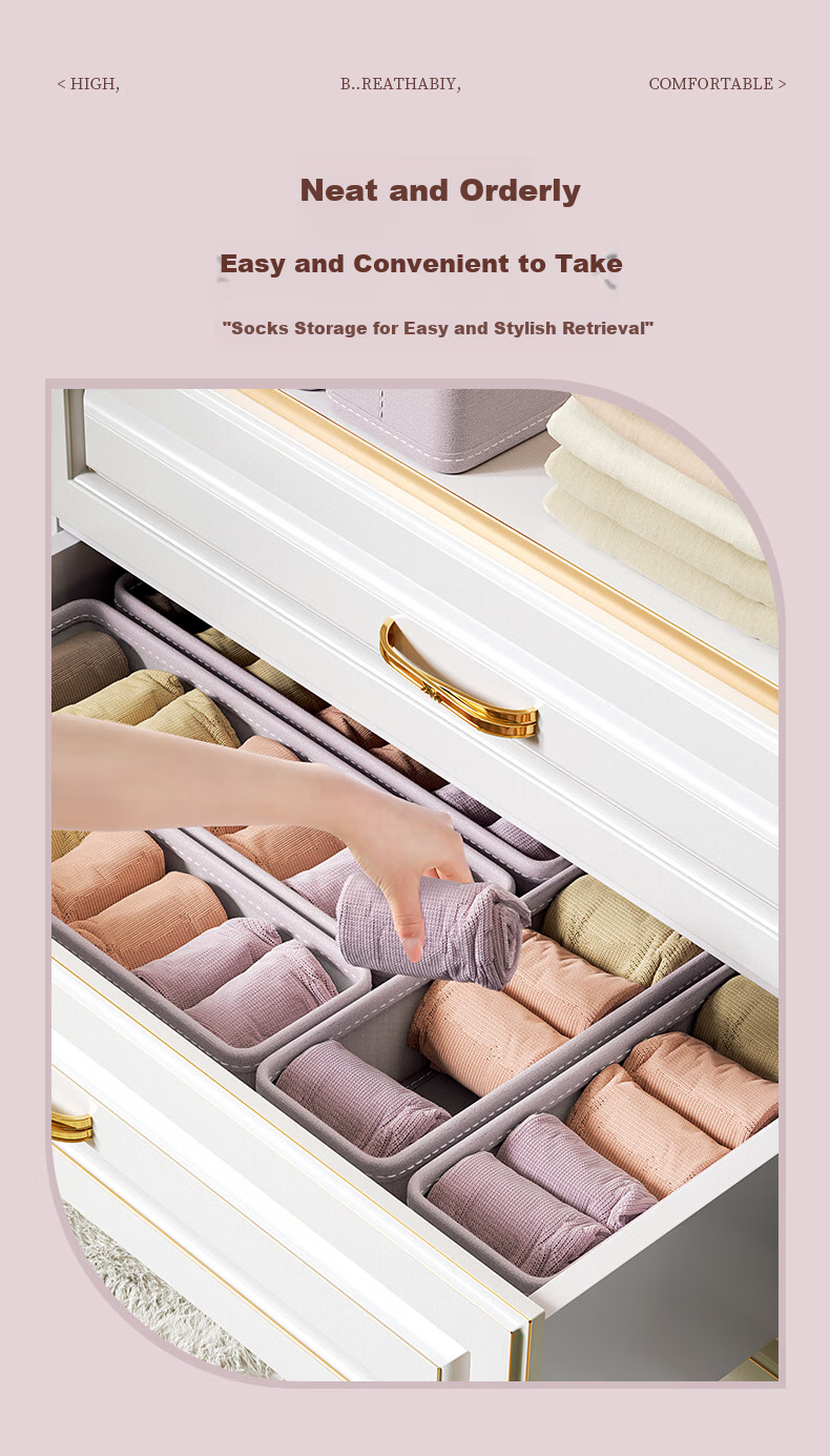 Bangnimeijia 2-Pack Underwear Storage Box, Foldable Drawer-Style Sock And Panty Organizer, Breathable And Moisture-Proof 5
