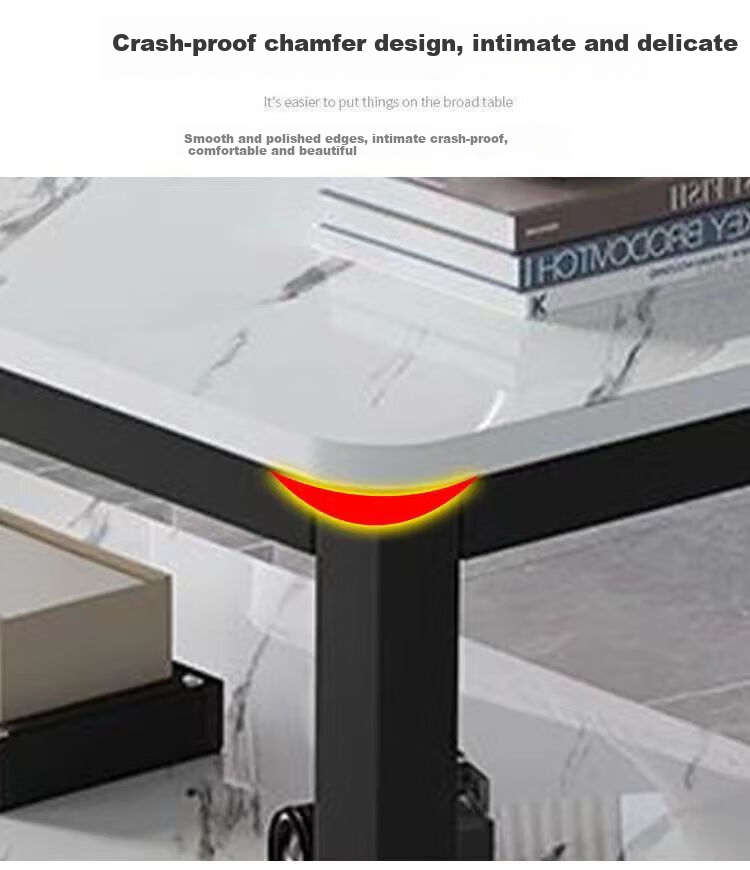 Gupujia Coffee Table, Living Room Double-Layer Light Luxury Coffee Table, Small Apartment Multifunctional Sofa Side Table, Modern Minimalist Small Tea Table 3