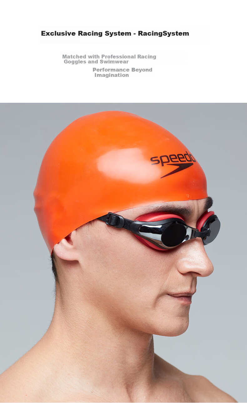 Speedo Racing Swim Cap 3D Smart Fit Professional Training Sharkskin Silicone Waterproof Swim Cap Dark Blue M 4