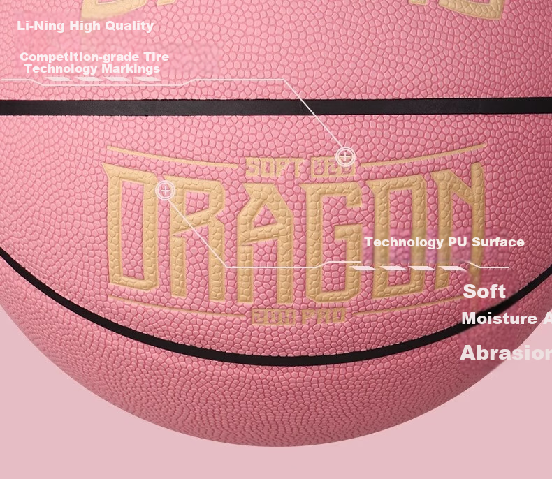 Li-Ning Basketball Size 6 for Women, Professional Competition Training, Standard for Middle School Entrance Exams, Indoor And Outdoor Use on Cement Courts, Moisture-Absorbing, Wear-Resistant PU Material, Pink Color 11