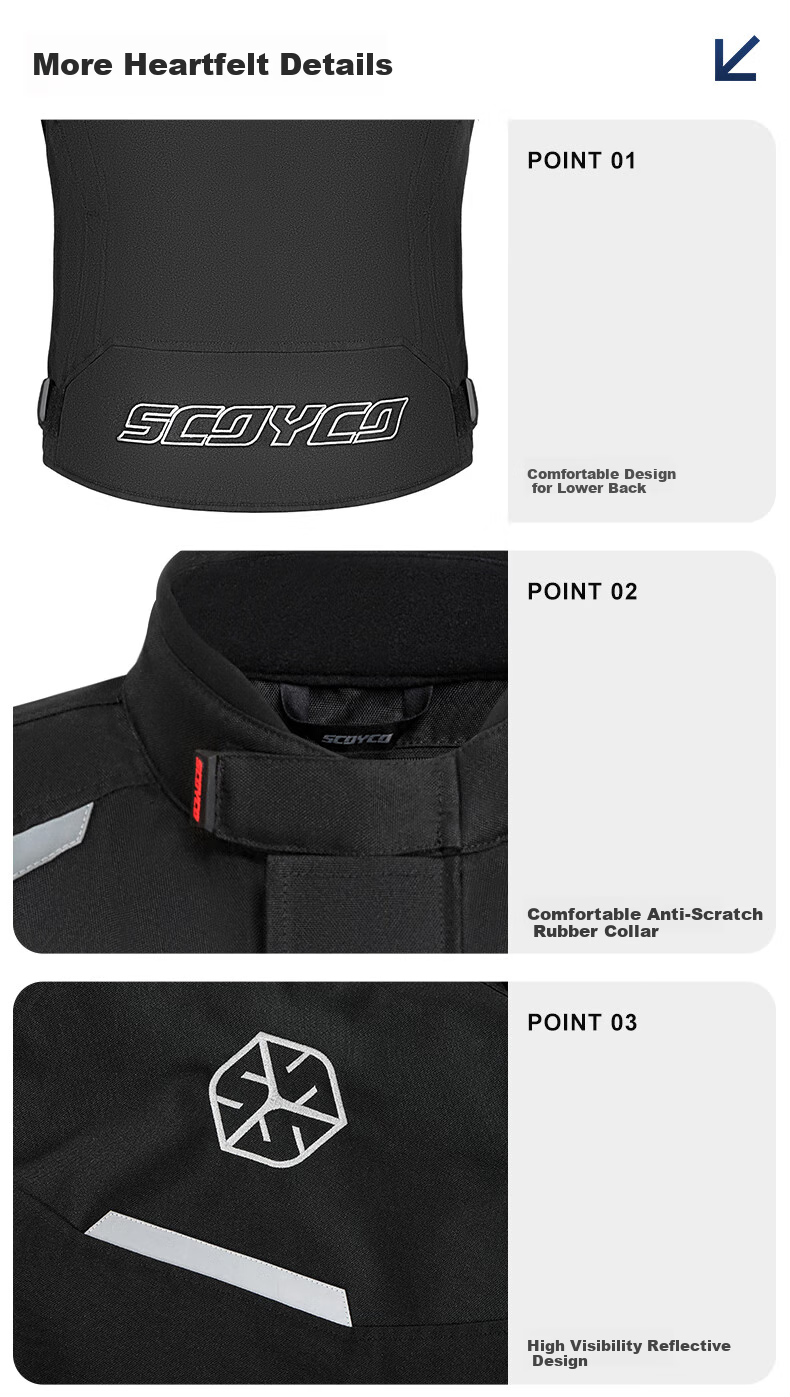 SCOYCO Motorcycle Riding Suit, Racing-Style Protective Gear, Anti-Fall, Windproof, Wear-Resistant, Specialized Equipment for Men, All Seasons 16