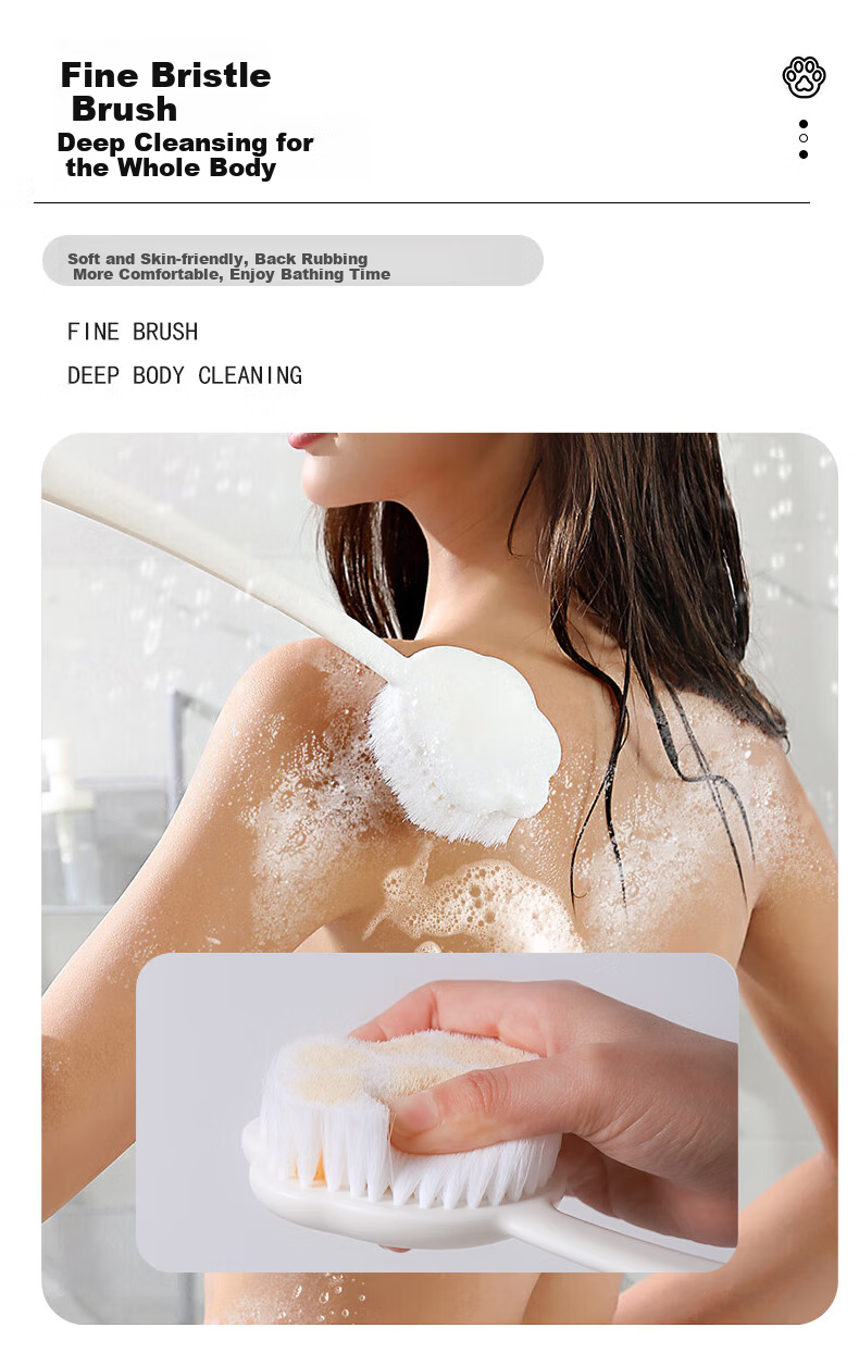 Leli Bath Brush, Shower Brush, Long Handle, Cute Pet Design, Wall-Mountable, Skin-Friendly, Single Piece 5