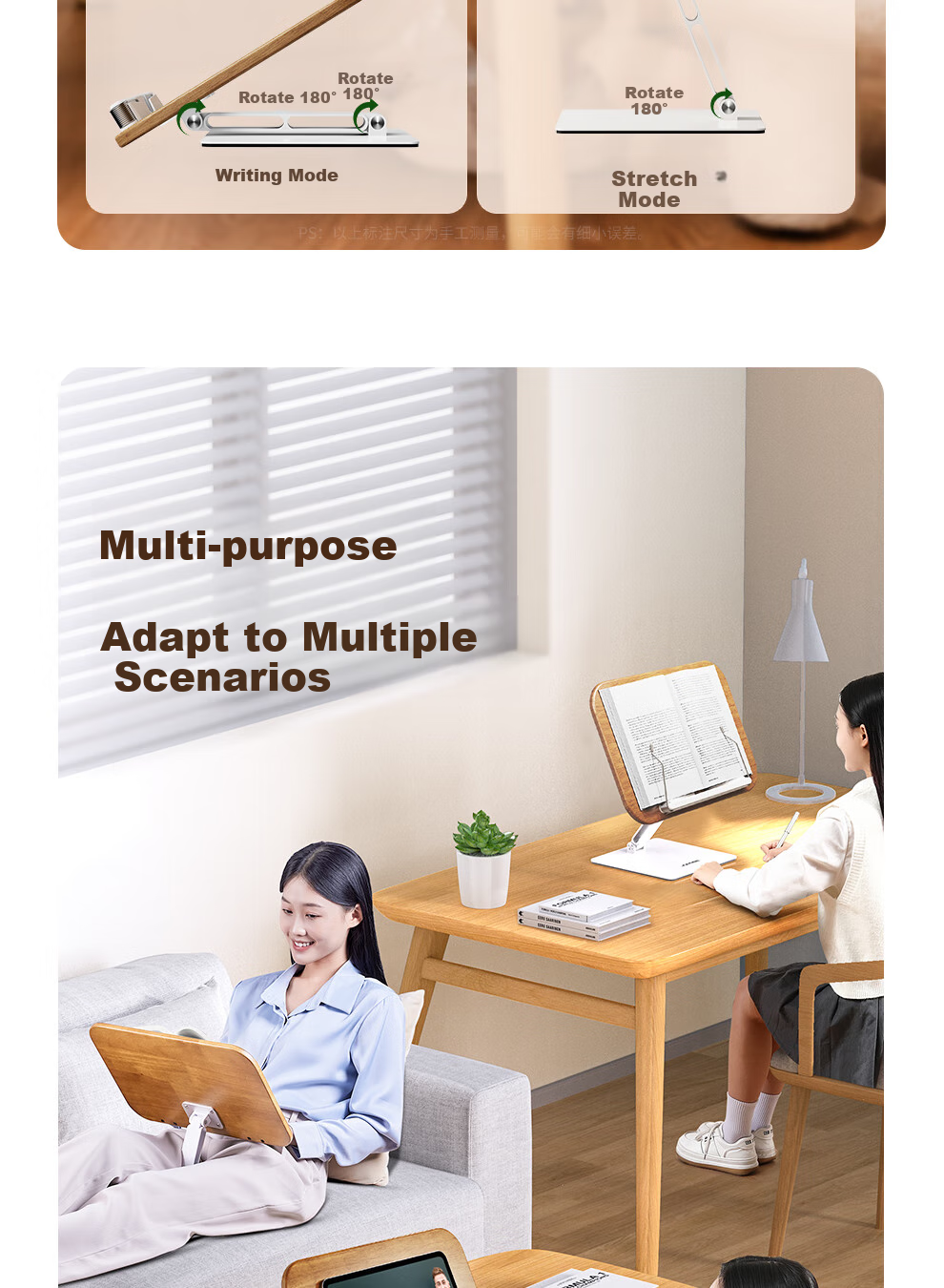 Xiaotianweilai Wooden Reading Stand, Multifunctional Study Desk, Back-To Stationery Gift, Adjustable Height Reading Support, Student Bookshelf, Desktop Reading Rack, Book Holder, Tabletop Stand 8