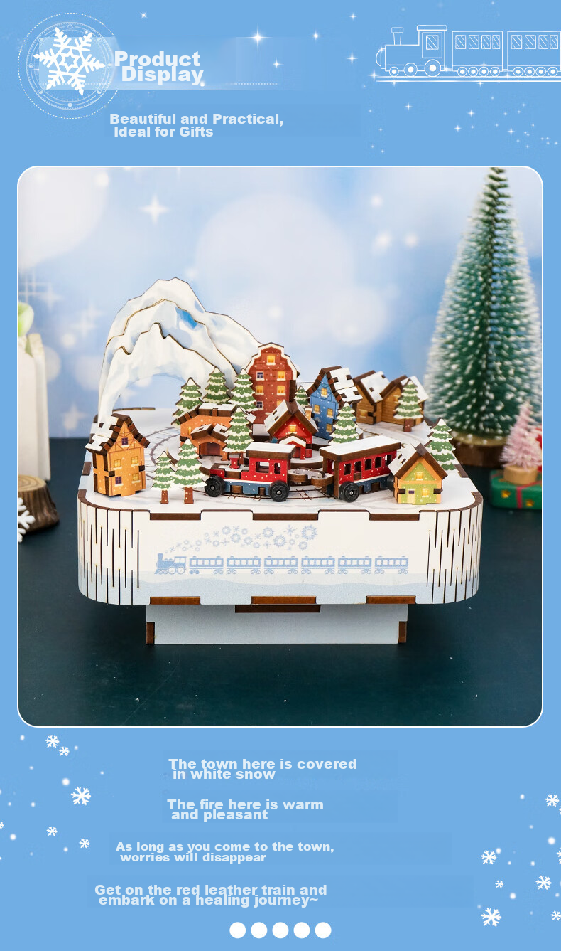 Tongqu Beiguo Lize Train Music Box, Assembly Building Blocks Toy, Musical Puzzle Model Ornament, 3D Puzzle, Birthday Gift 3