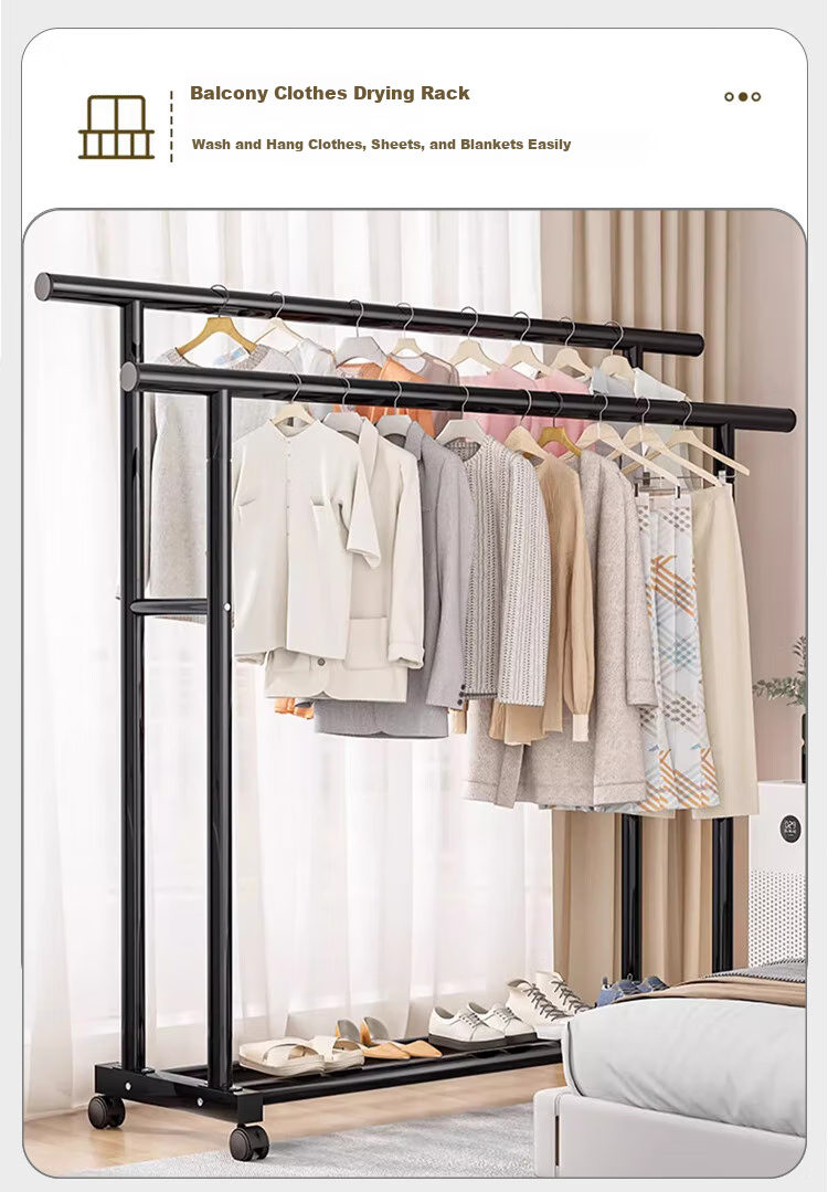 Jingjiayi Floor-Standing Clothes Drying Rack for Balcony, Indoor, Bedroom, Dormitory, Home Use, Simple Shoe And Hat Storage Rack 7