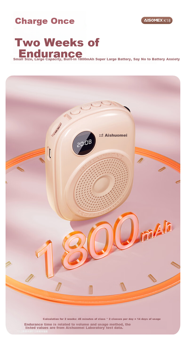 AISOMEX Portable Amplifier for Teachers, Classroom Teaching Microphone, Outdoor Tour Guide Shopping Assistant, Compact Loudspeaker Speaker K18 Pink 4