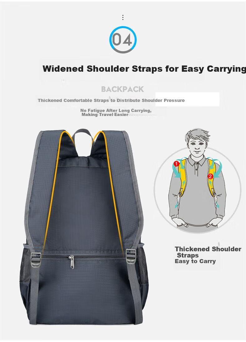 Huili Backpack for Men And Women, Foldable Sports Outdoor Travel Bag with Large Capacity, Ultra-Lightweight Convenient Hiking And Storage Bag 7