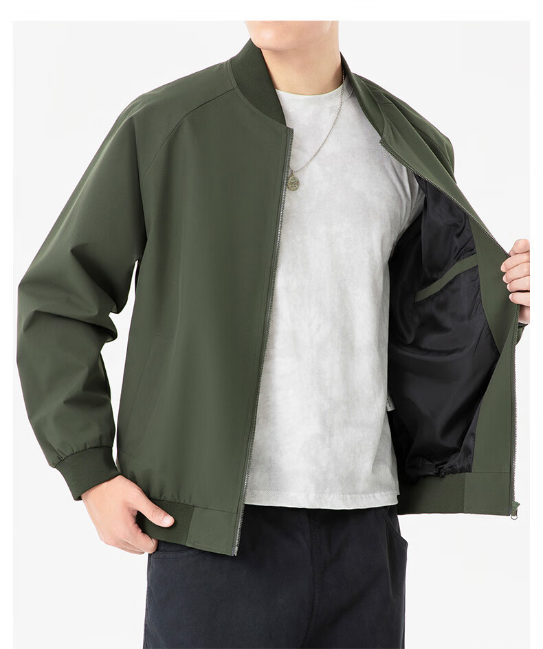 JEEP SPIRIT Men's Jacket for Spring And Autumn, Casual Versatile Jacket, Fashionable Windbreaker with Stand-Up Collar, Windproof Baseball Jacket, Black XL 7