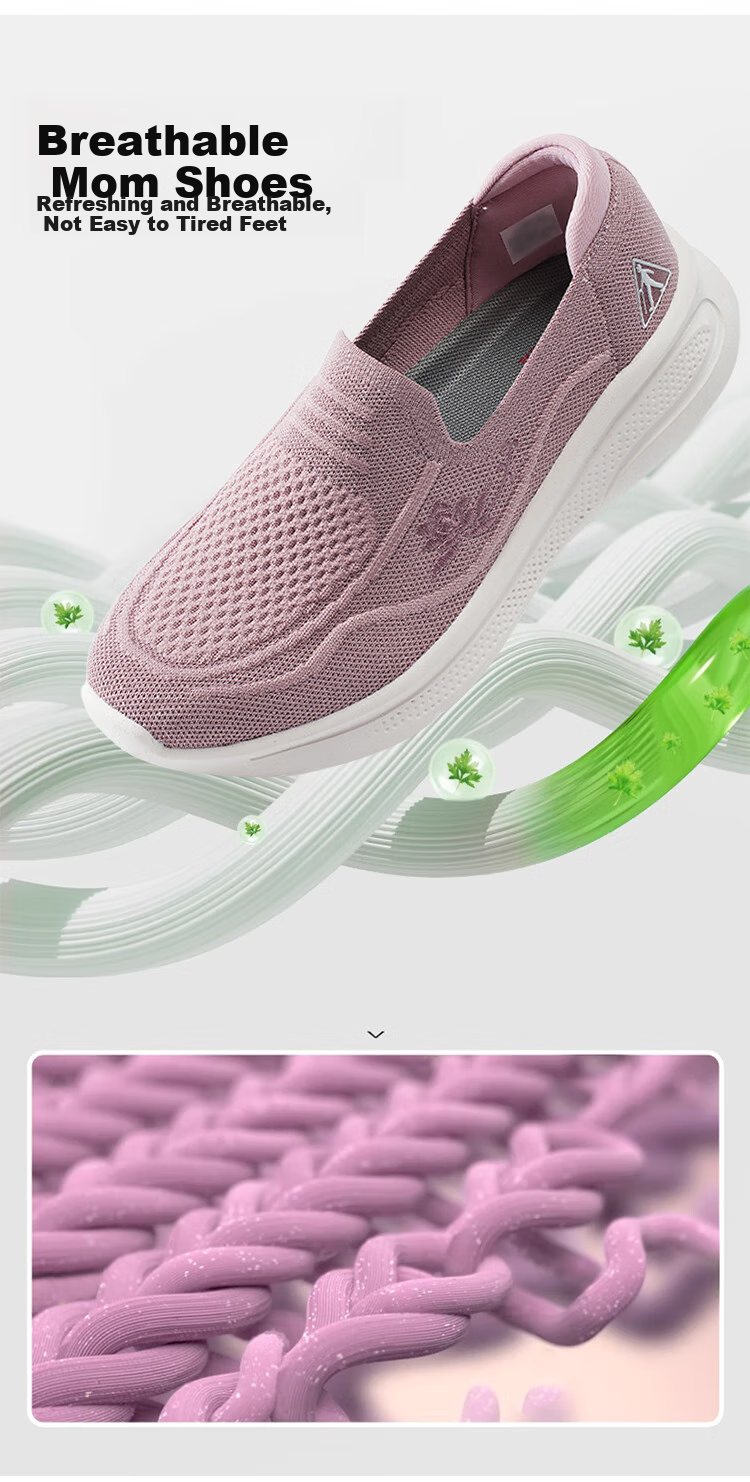 Zulijian Elderly Women's Shoes, Summer Slip-On Shoes, Breathable Mom Shoes, Casual Shoes, 6060K Twilight Purple, Size 40 2