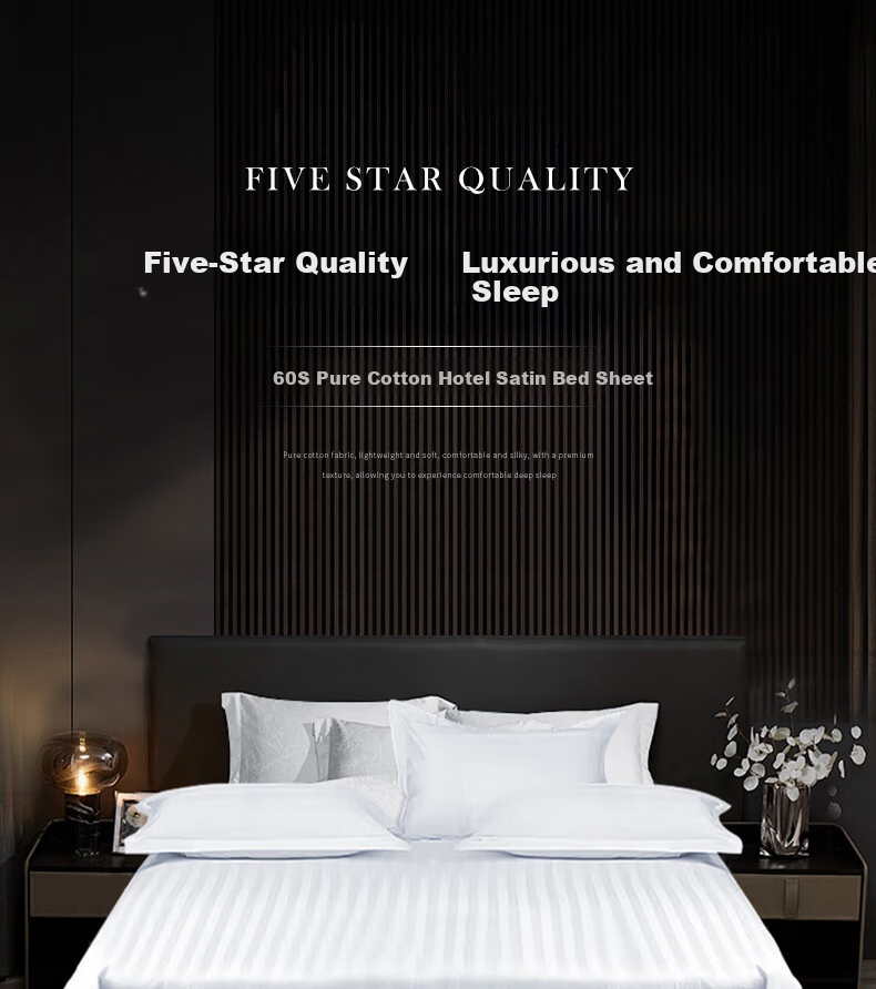 Yuanshenghuo White Single Bed Sheet, 60s Satin Pure Cotton Bedding, Hotel Guesthouse Bed Cover Skirt, 230*250cm 1